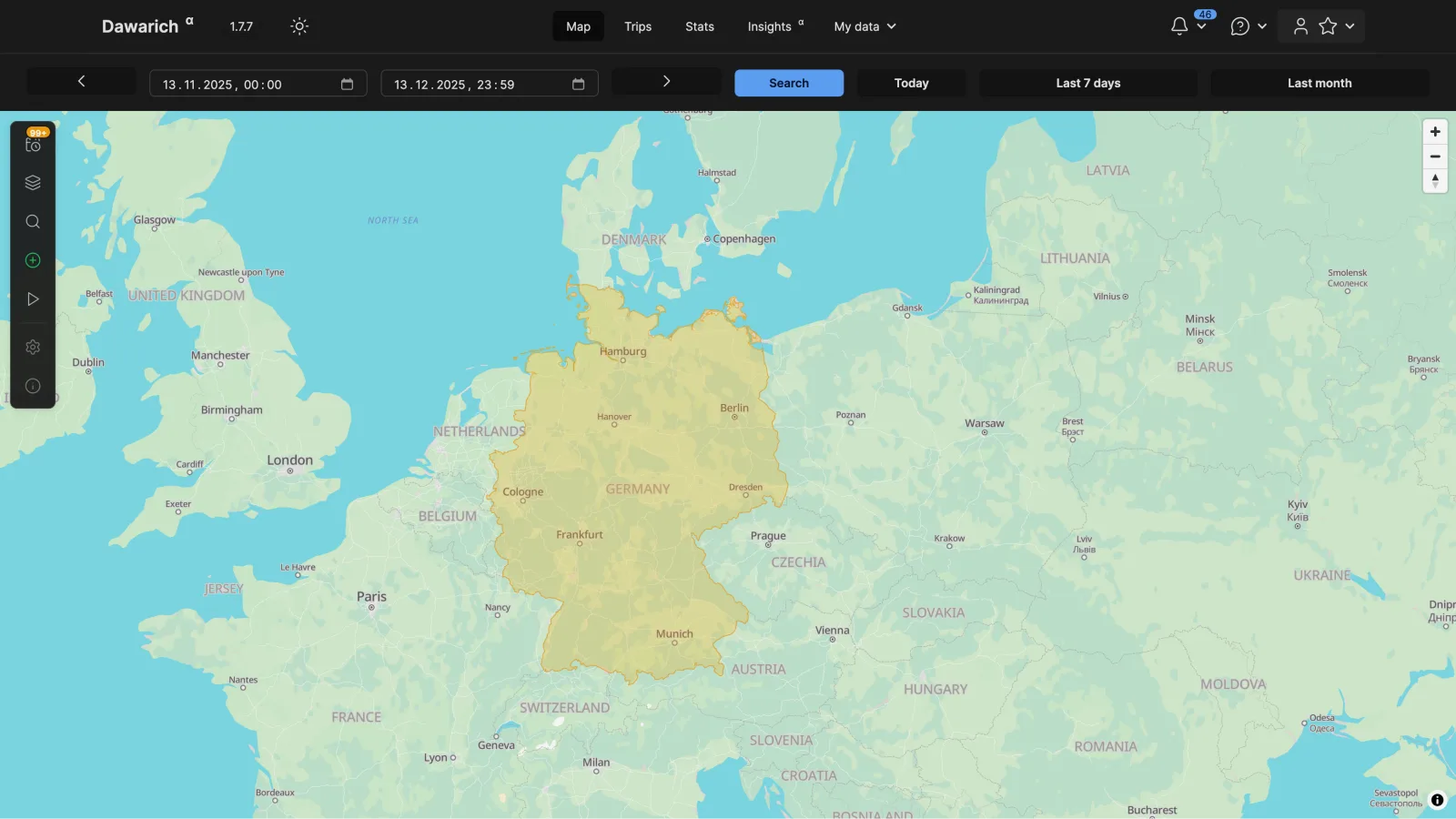 Scratch map showing visited countries