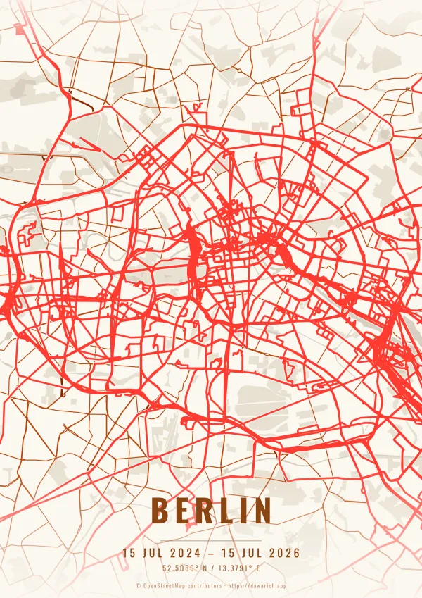 Berlin route poster in the Autumn theme