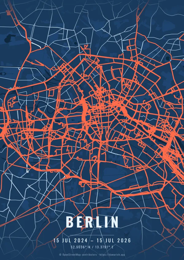 Berlin route poster in the Blueprint theme