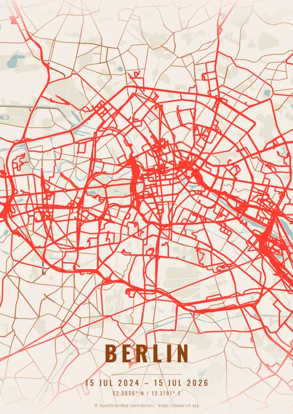 Berlin route poster in the Terracotta theme